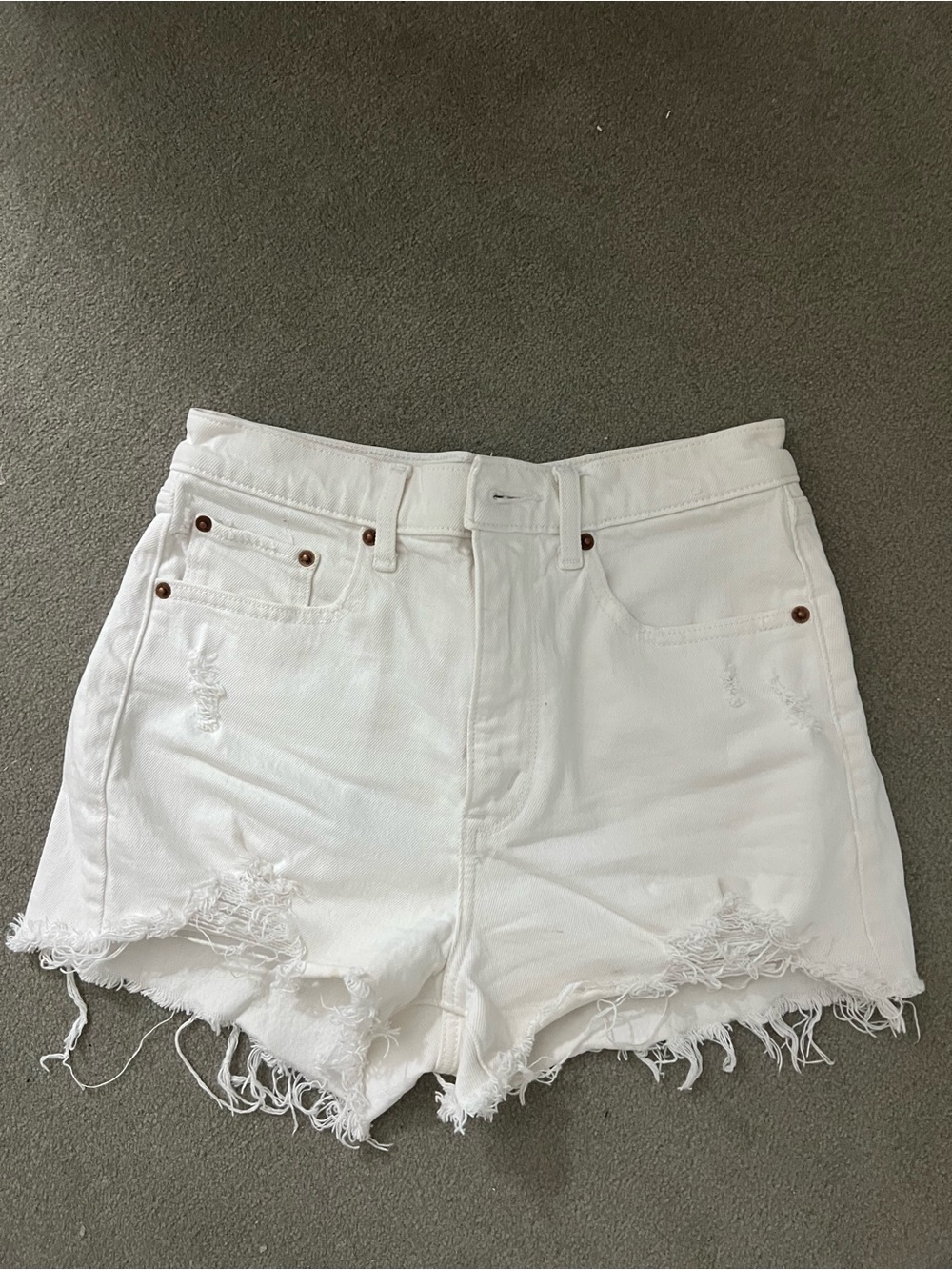 Abercrombie & Fitch White Distressed Denim Cutoff Shorts